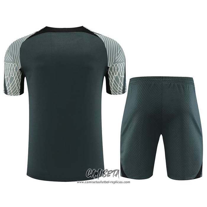 Chandal del Barcelona 2023-2024 Manga Corta Verde - Pantalon Corto